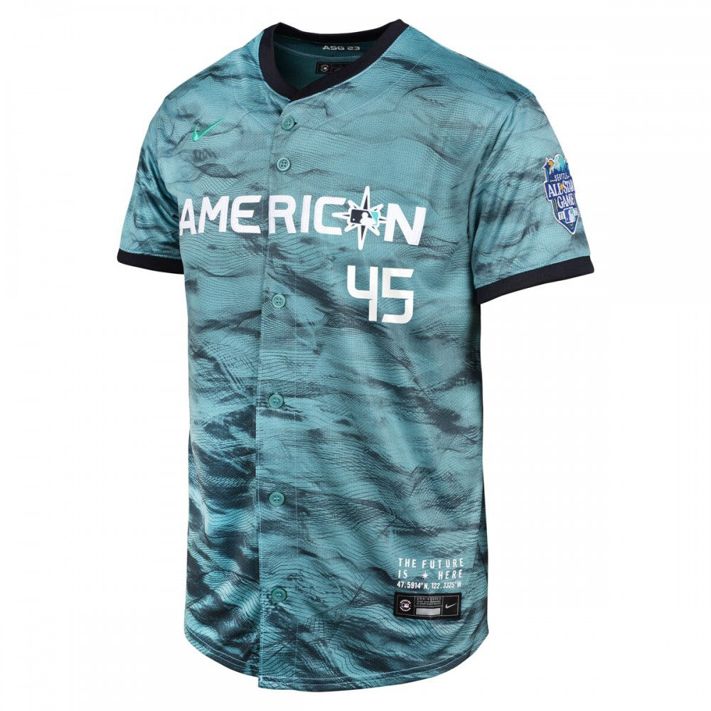 Gerrit Cole American League Youth 2023 MLB All-Star Game Limited Player Jersey Teal - view 2