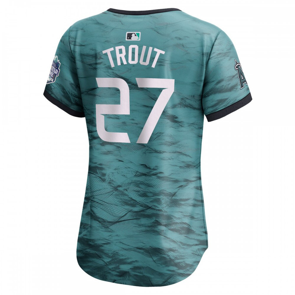 Mike Trout American League Women's 2023 MLB All-Star Game Limited Player Jersey Teal - view 3