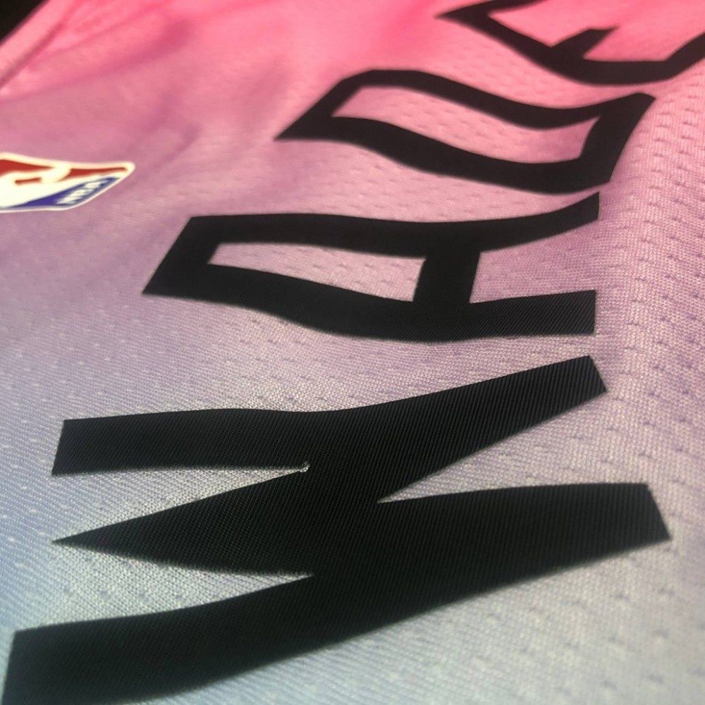 Men's Miami Heat Dwyane Wade #3 Blue&Pink 20/21 Swingman Jersey City Edition - view 2