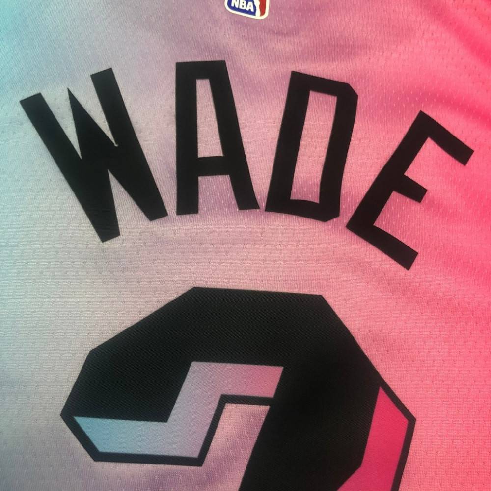 Men's Miami Heat Dwyane Wade #3 Blue&Pink 20/21 Swingman Jersey City Edition - view 5