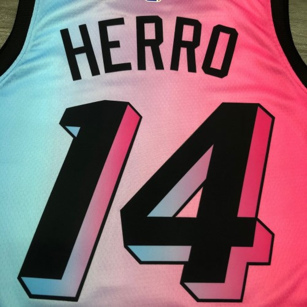 Men's Miami Heat Tyler Herro #14 Blue&Pink 20/21 Swingman Jersey City Edition - view 2