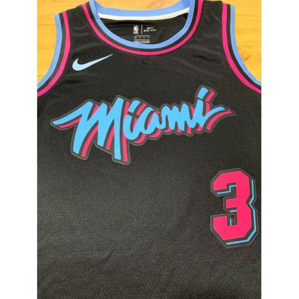 Men's Miami Heat Dwyane Wade #3 Black Swingman Jersey City Edition - view 2