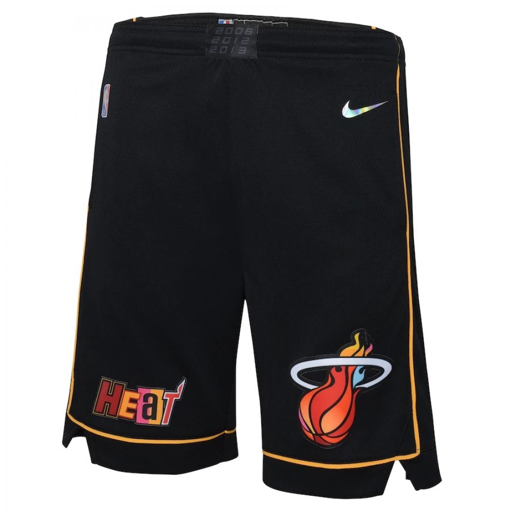 Men's Miami Heat Black 2021/22 Courtside Swingman NBA Shorts City Edition - view 2