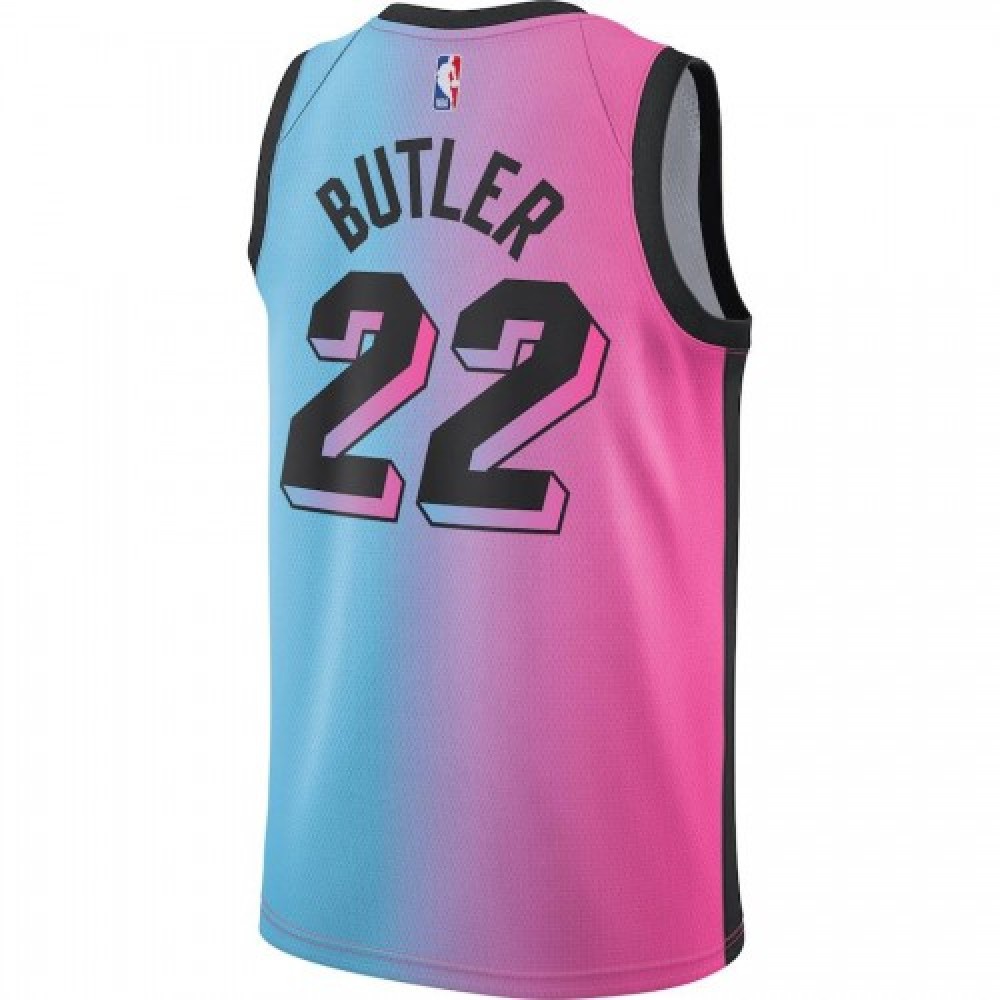 Men's Miami Heat Jimmy Butler #22 Blue&Pink 20/21 Swingman Jersey City Edition - view 2
