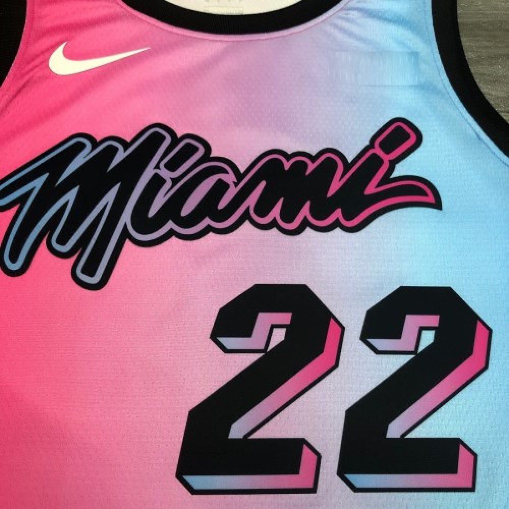 Men's Miami Heat Jimmy Butler #22 Blue&Pink 20/21 Swingman Jersey City Edition - view 3