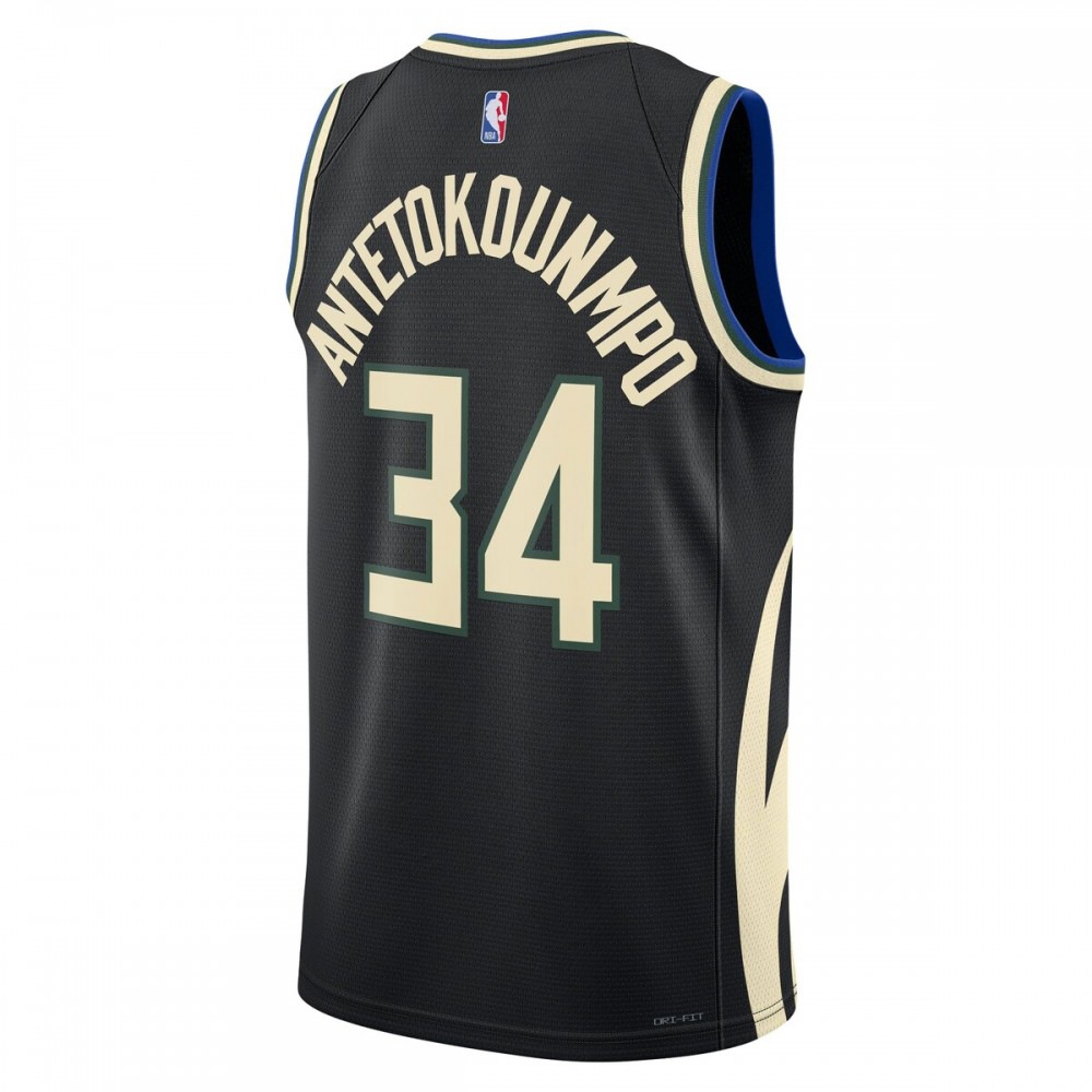 Giannis Antetokounmpo Milwaukee Bucks 2022/23 Statement Edition Swingman Jersey Black - view 3