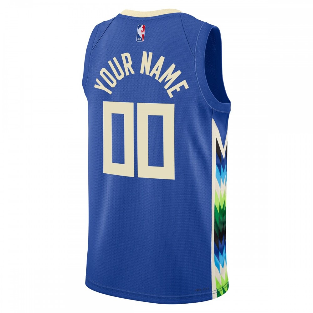 Milwaukee Bucks Unisex 2022/23 Swingman Custom Jersey City Edition Royal - view 3