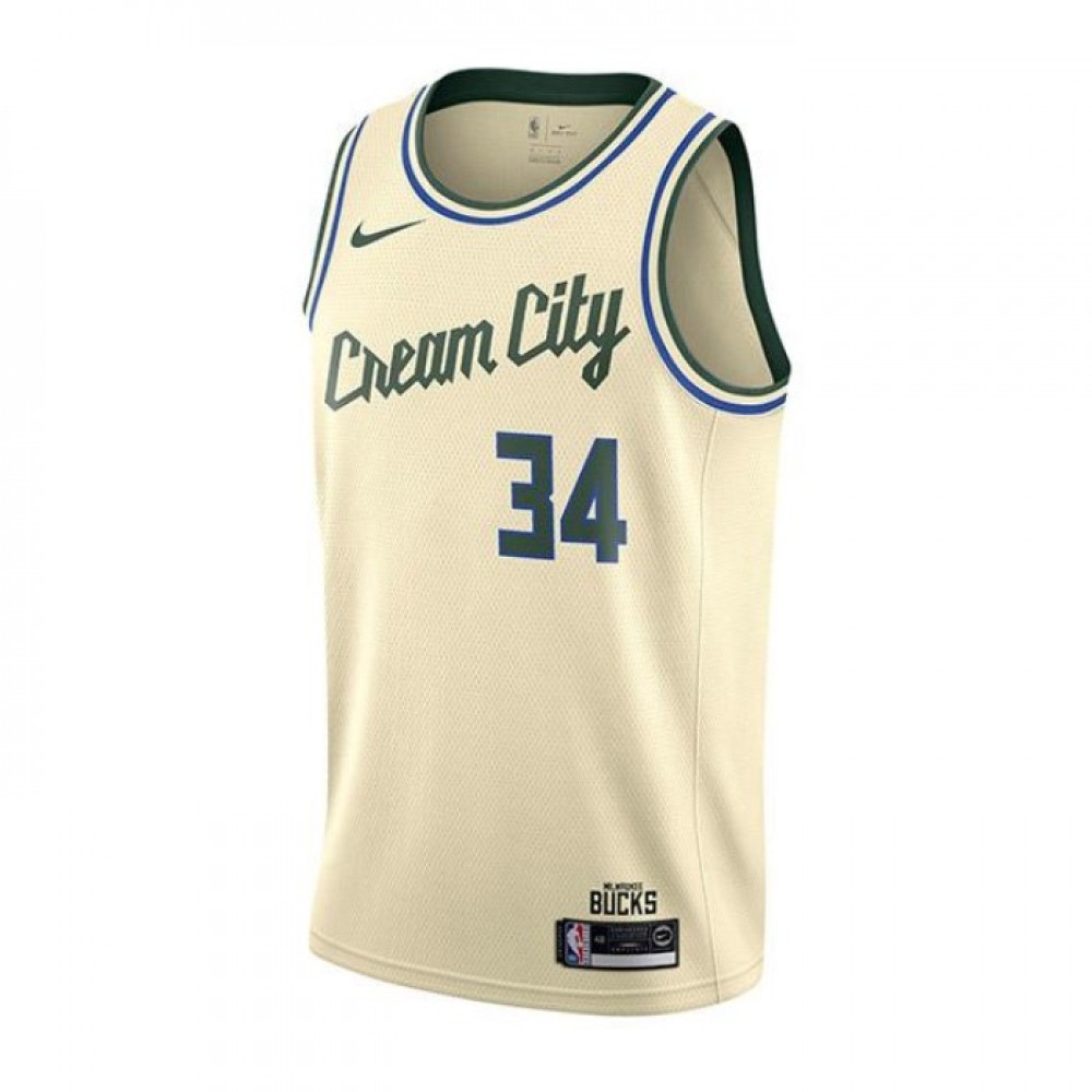 Men's Milwaukee Bucks Giannis Antetokounmpo #34 Cream City Swingman Jersey City Edition - view 2