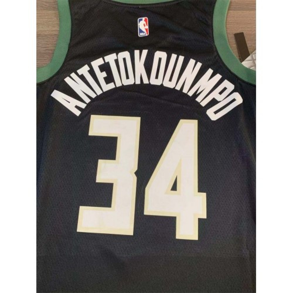 Men's Milwaukee Bucks Giannis Antetokounmpo #34 Black Swingman Jersey Statement Edition - view 3