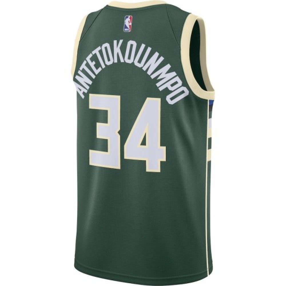 Men's Milwaukee Bucks Giannis Antetokounmpo #34 Green Swingman Jersey Icon Edition - view 2