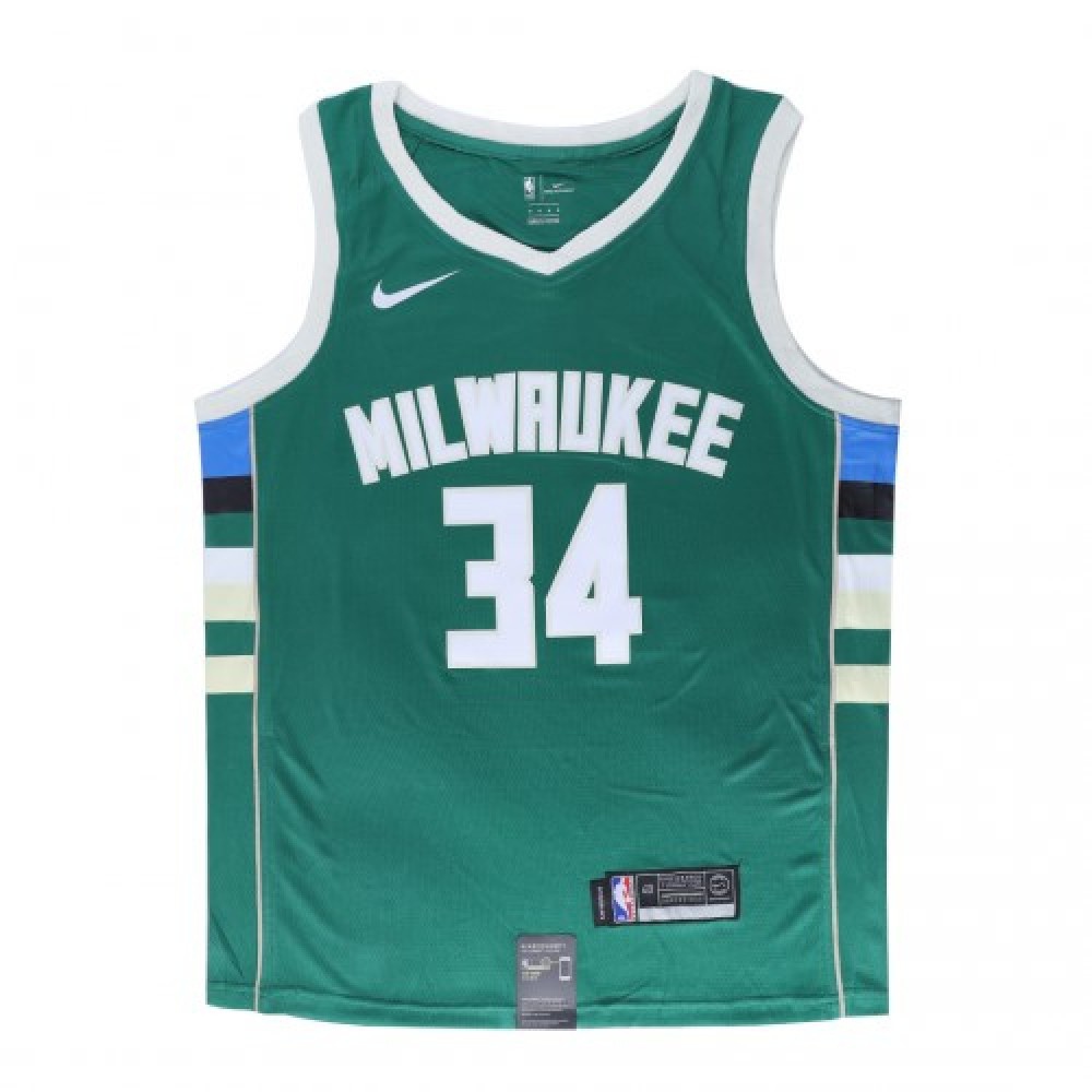 Men's Milwaukee Bucks Giannis Antetokounmpo #34 Green Swingman Jersey Icon Edition - view 4