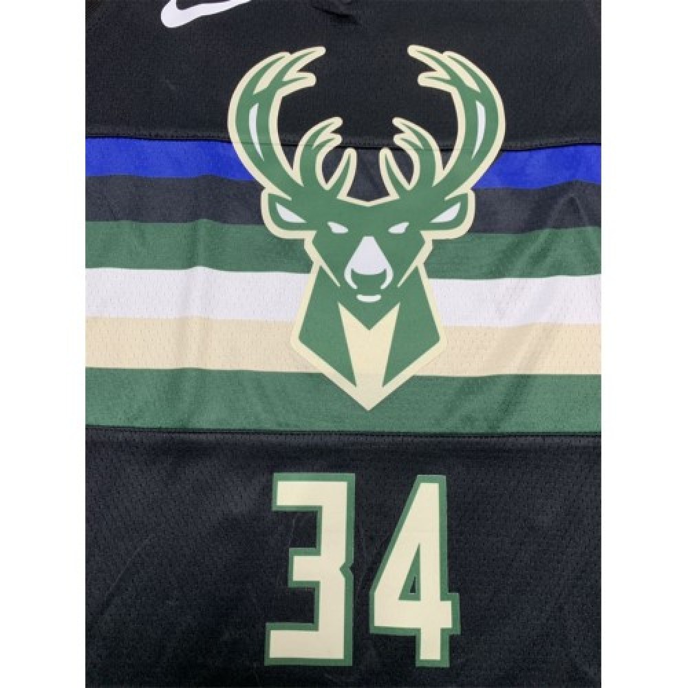 Men's Milwaukee Bucks Giannis Antetokounmpo #34 Black 2020 Swingman Jersey Statement Edition - view 4