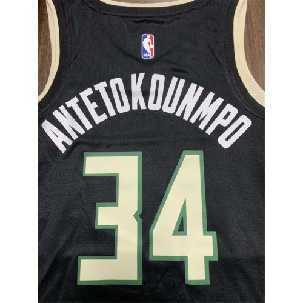 Men's Milwaukee Bucks Giannis Antetokounmpo #34 Black 2020 Swingman Jersey Statement Edition - view 5