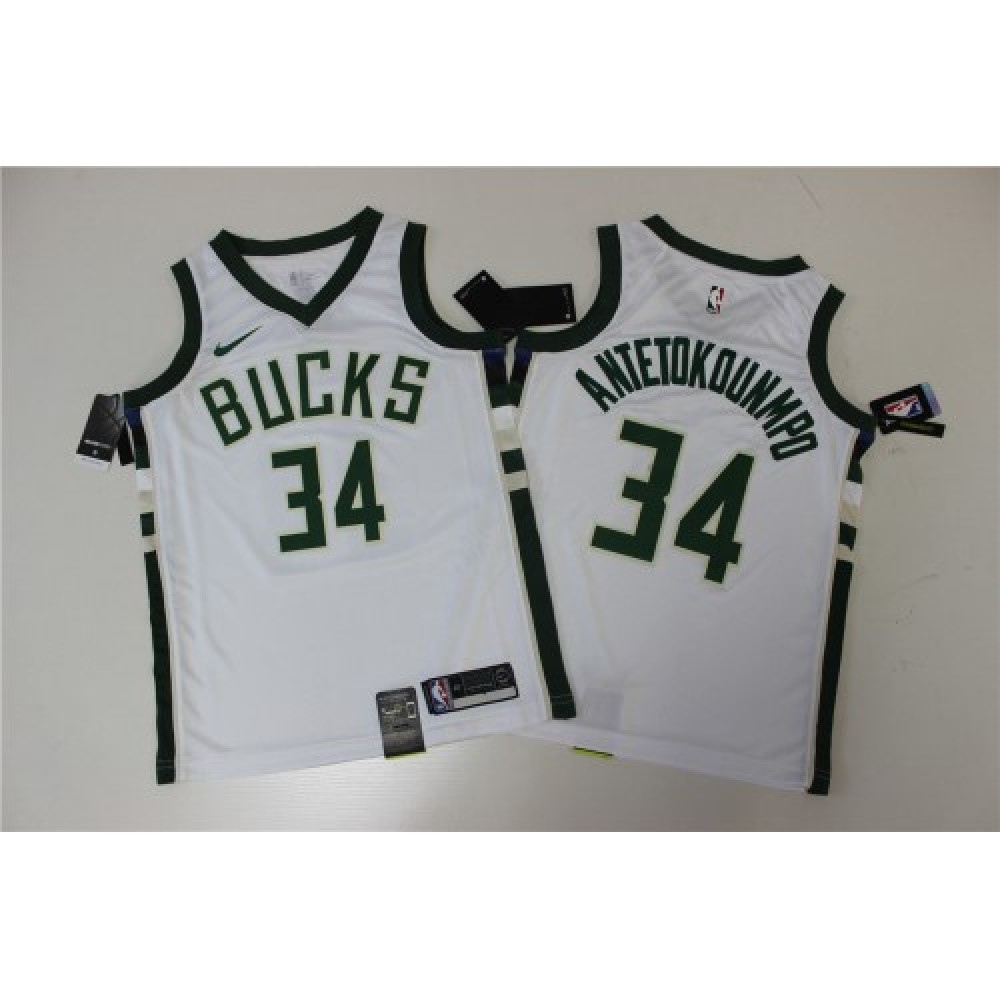 Men's Milwaukee Bucks Giannis Antetokounmpo #34 White Swingman Jersey Association Edition - view 2