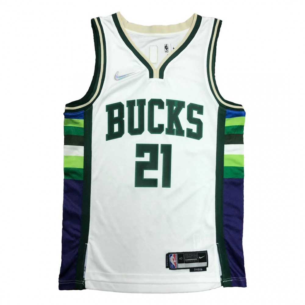 Men's Milwaukee Bucks Jrue Holiday #21 White 2021/22 Swingman NBA Jersey City Edition - view 3
