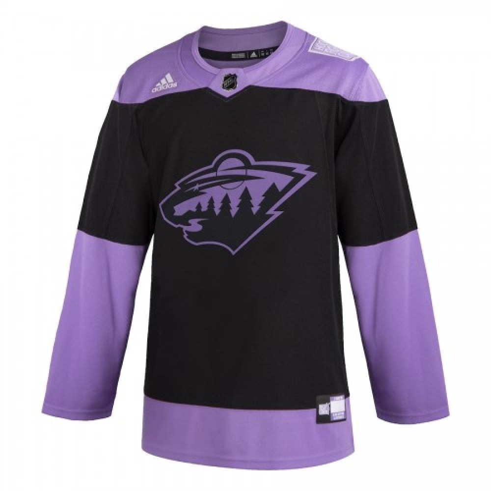 Men's Minnesota Wild Black Hockey Fights Cancer Custom Practice Jersey - view 2