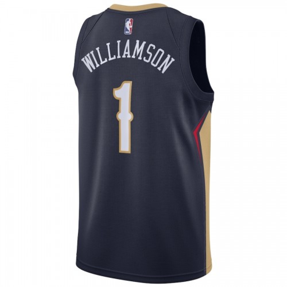 Men's New Orleans Pelicans Zion Williamson #1 Navy 2020/21 Swingman Jersey Icon Edition - view 3