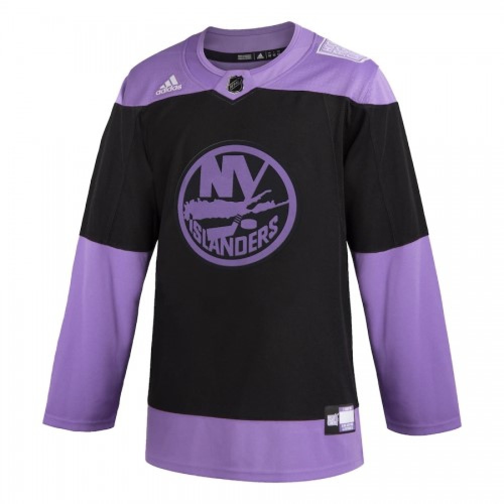 Men's New York Islanders Black Hockey Fights Cancer Custom Practice Jersey - view 2