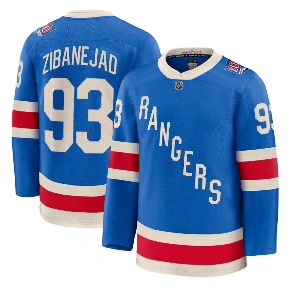 Men's New York Rangers Mika Zibanejad Blue Centennial Premium Jersey