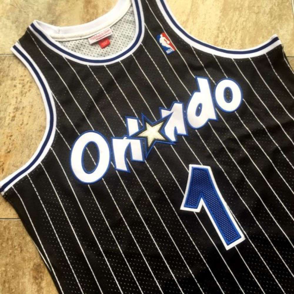 Men's Orlando Magic Tracy McGrady #1 Throwback Black 03-04 Hardwood Classics Jersey - view 4