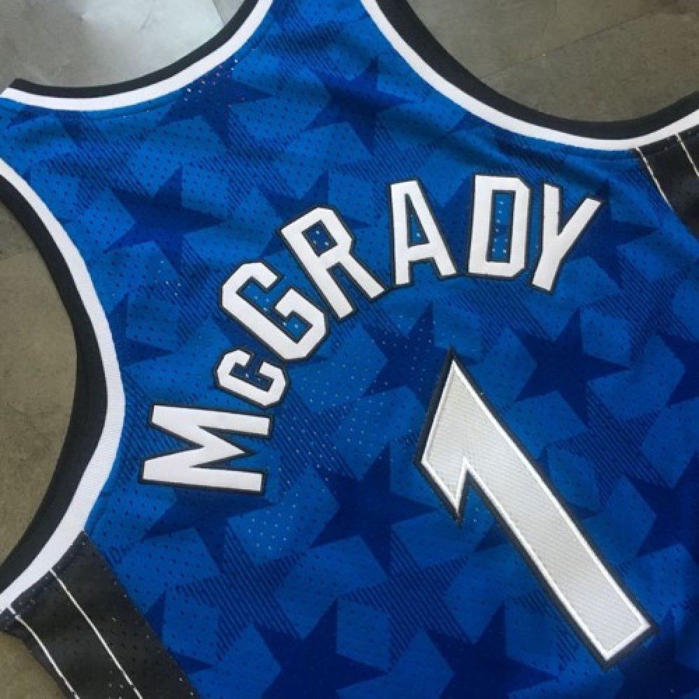 Men's Orlando Magic Tracy McGrady #1 Throwback Blue 00-01 Hardwood Classics Jersey - view 6
