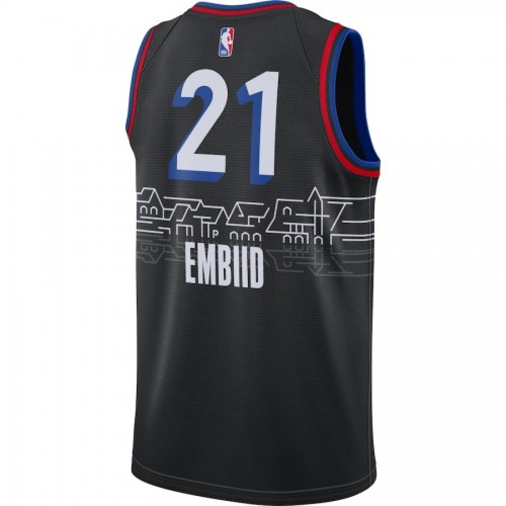 Men's Philadelphia 76ers Joel Embiid #21 Black 2020/21 Swingman Player Jersey – City Edition - view 3