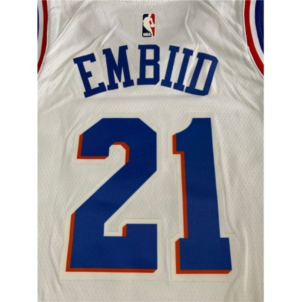 Men's Philadelphia 76ers Joel Embiid #21 White Swingman Jersey Association Edition - view 4