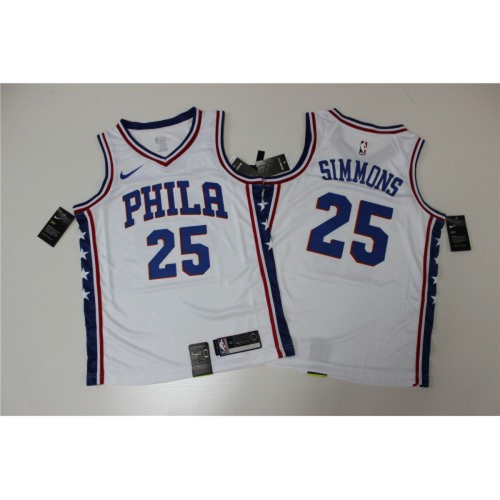 Men's Philadelphia 76ers Ben Simmons #25 White Swingman Jersey Association Edition - view 2