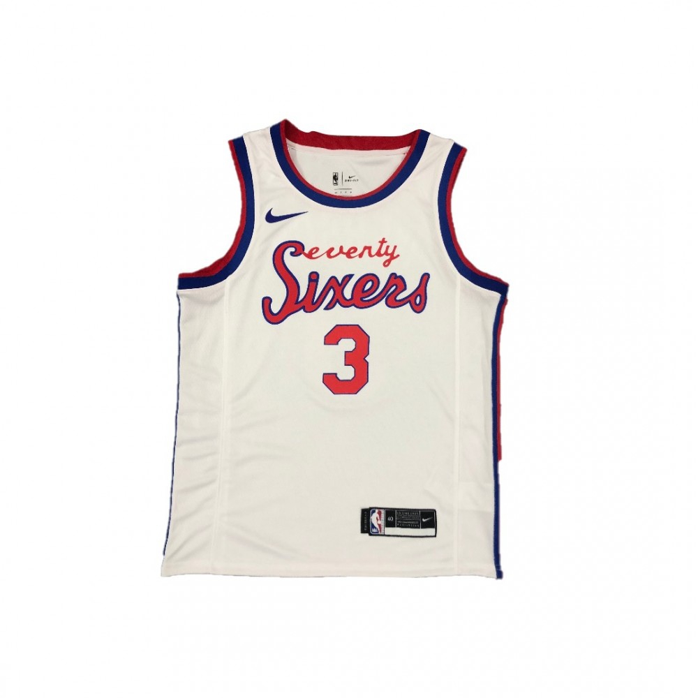 Men's Philadelphia 76ers Allen Iverson #3 White Hardwood Classics Finished Swingman Jersey - view 2