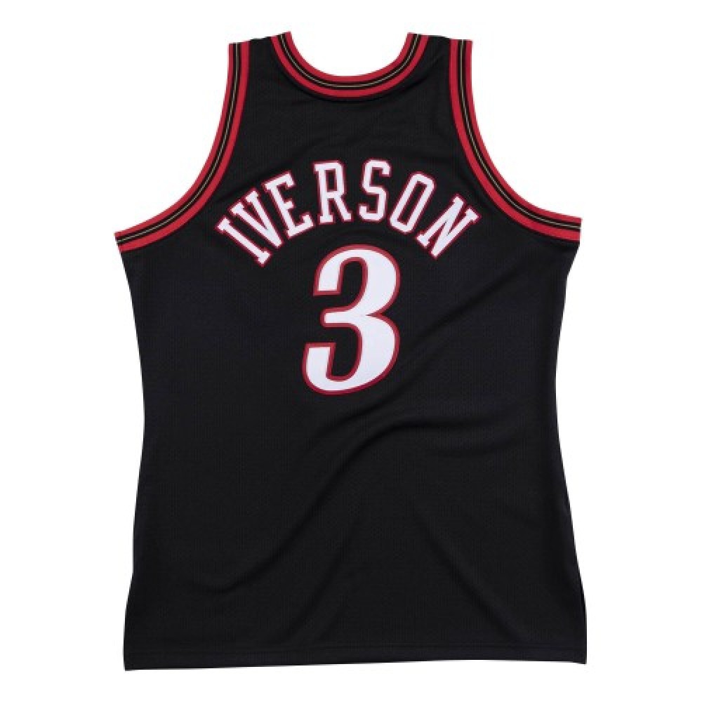 Men's Philadelphia 76ers Allen Iverson #3 Throwback Black 1997-98 Hardwood Classics Jersey - view 2