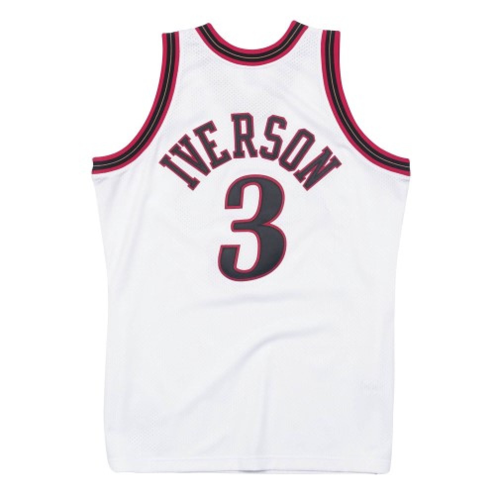 Men's Philadelphia 76ers Allen Iverson #3 Throwback White 1997-98 Hardwood Classics Jersey - view 2