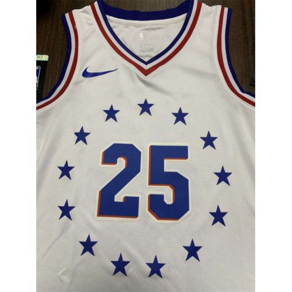 Men's Philadelphia 76ers Ben Simmons #25 White Swingman Jersey City Edition - view 2