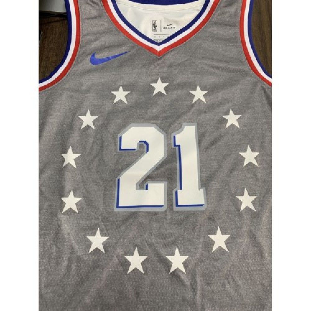 Men's Philadelphia 76ers Joel Embiid #21 Gray Swingman Jersey City Edition - view 3