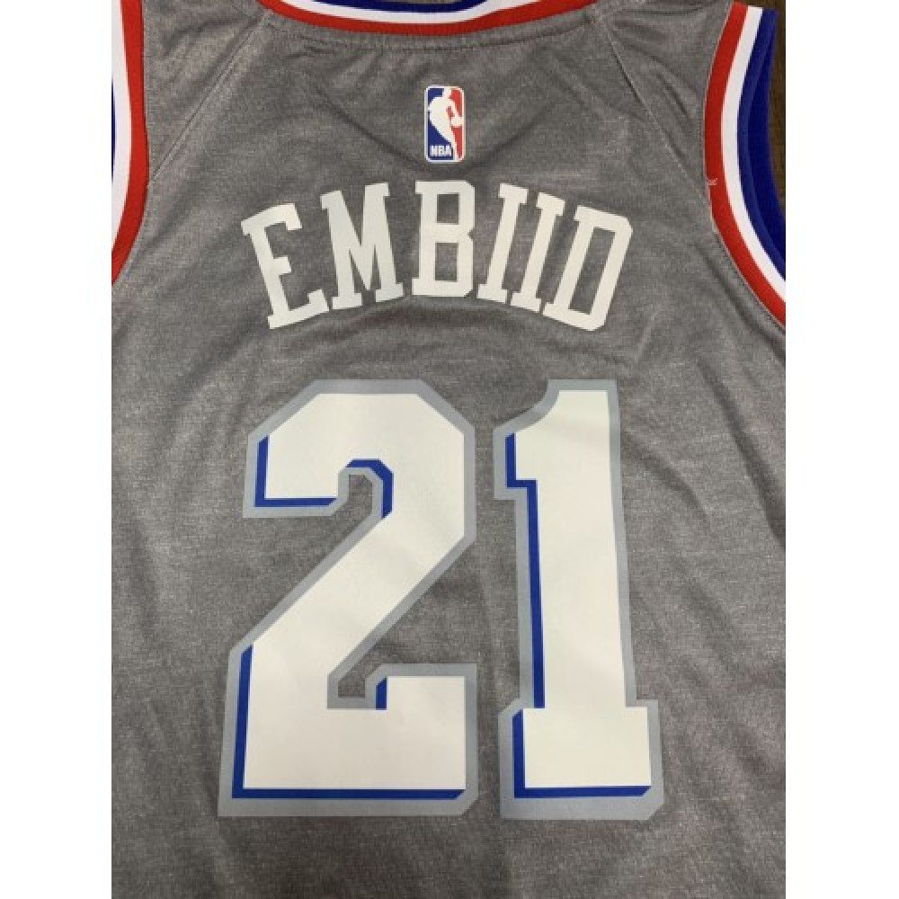 Men's Philadelphia 76ers Joel Embiid #21 Gray Swingman Jersey City Edition - view 4
