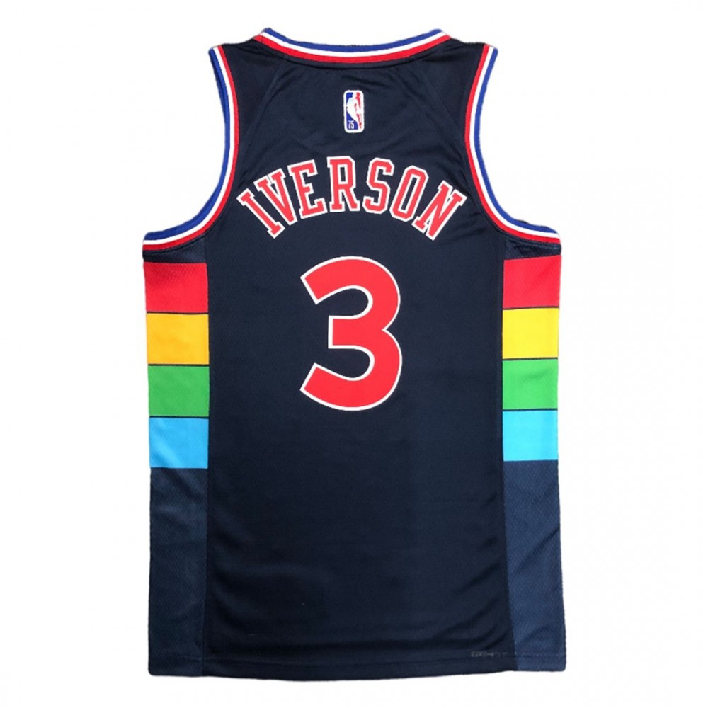 Men's Philadelphia 76ers Allen Iverson #3 Navy 2021/22 Swingman NBA Jersey City Edition - view 2