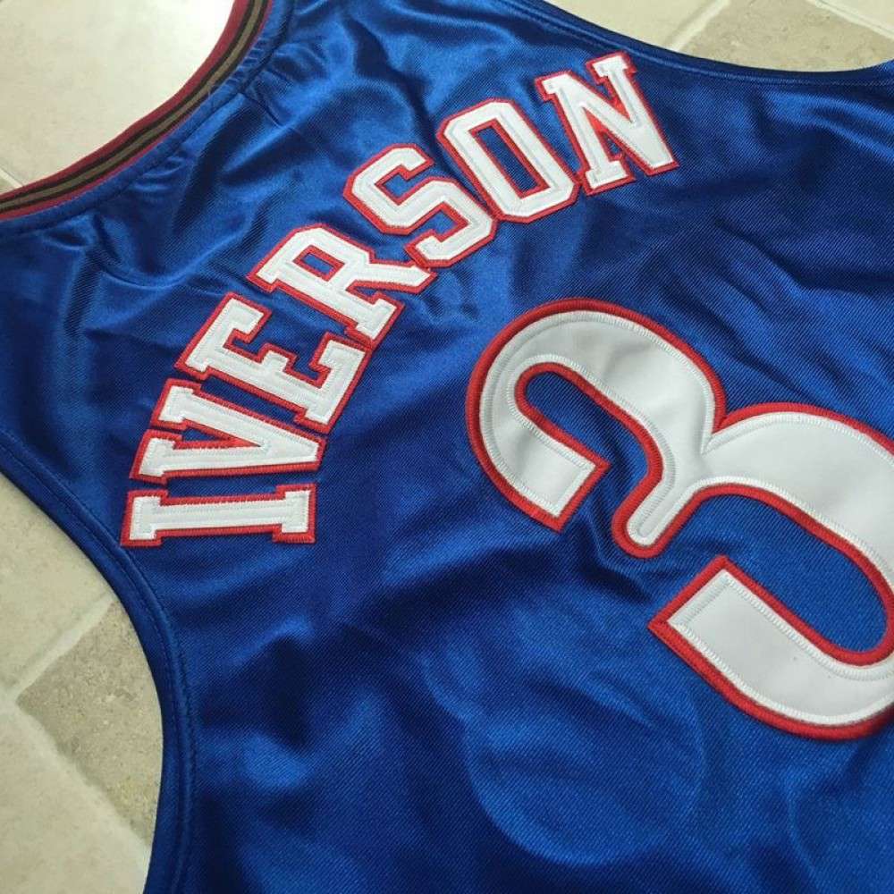 Philadelphia 76ers Allen Iverson #3 Throwback Blue Champions Jersey - view 5