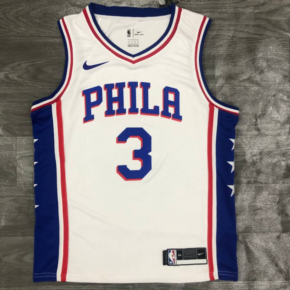 Men's Philadelphia 76ers Allen Iverson #3 White Swingman Jersey Association Edition - view 2