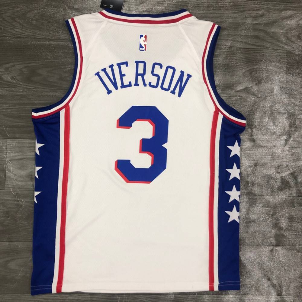 Men's Philadelphia 76ers Allen Iverson #3 White Swingman Jersey Association Edition - view 3