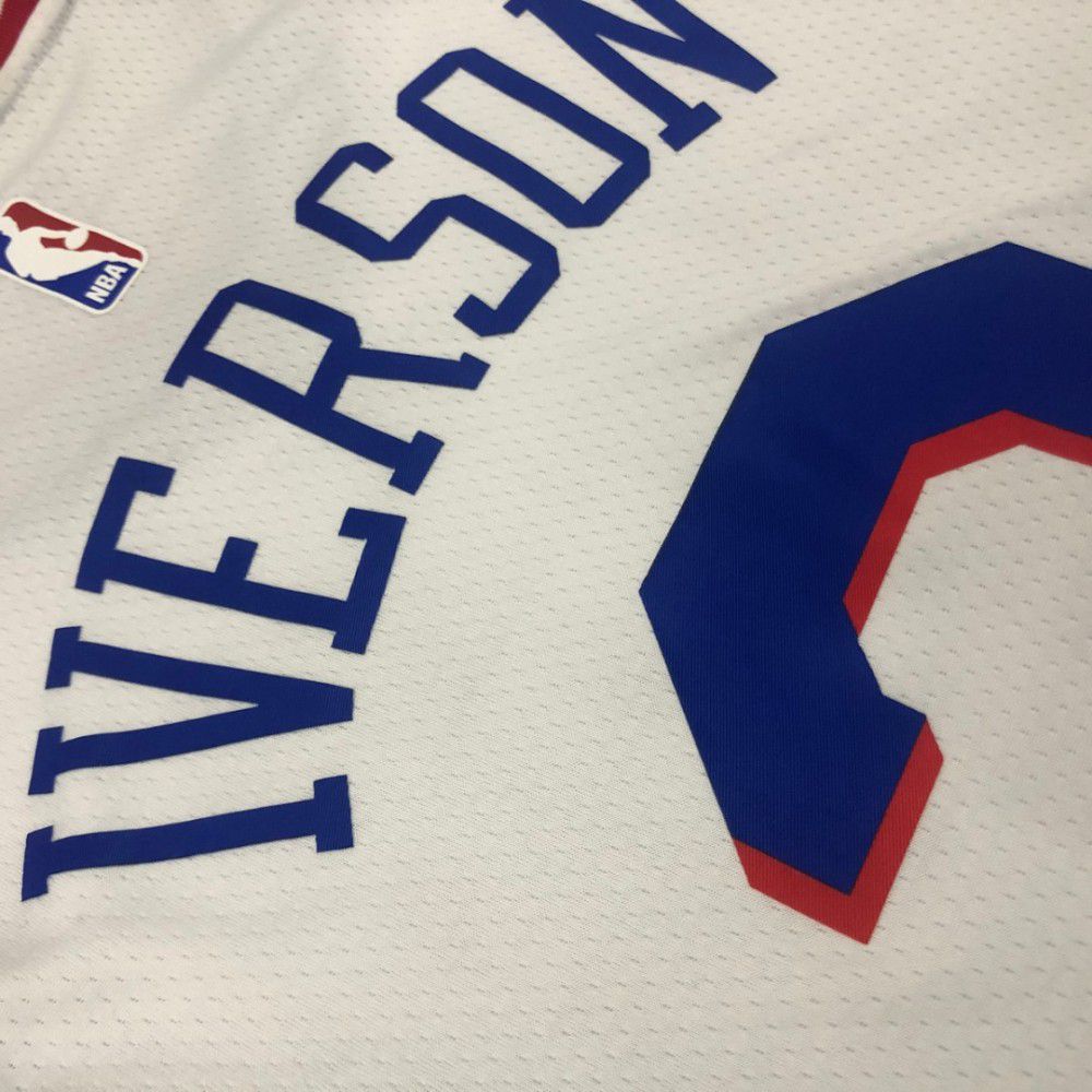Men's Philadelphia 76ers Allen Iverson #3 White Swingman Jersey Association Edition - view 5