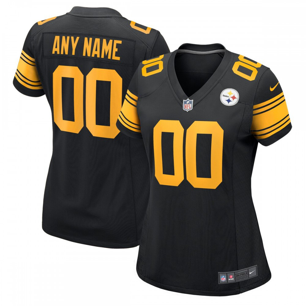 Pittsburgh Steelers Women's Alternate Custom Game Jersey Black