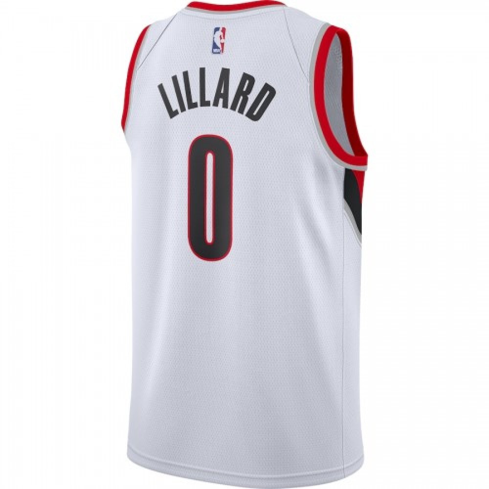 Men's Portland Trail Blazers Damian Lillard #0 White Swingman Jersey Association Edition - view 3