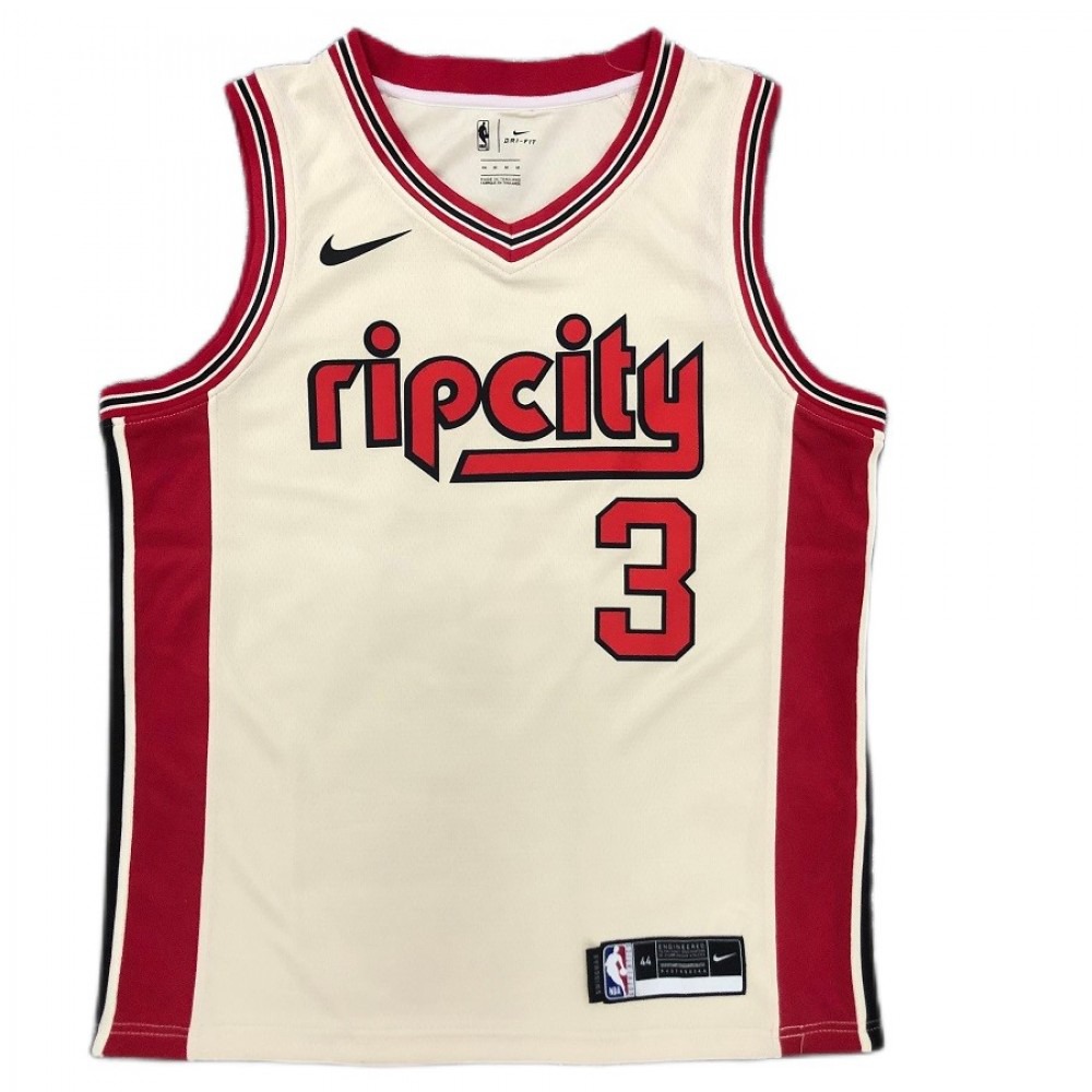 Men's Portland Trail Blazers C.J McCollum Cream 2019/20 Finished Swingman Jersey City Edition - view 2