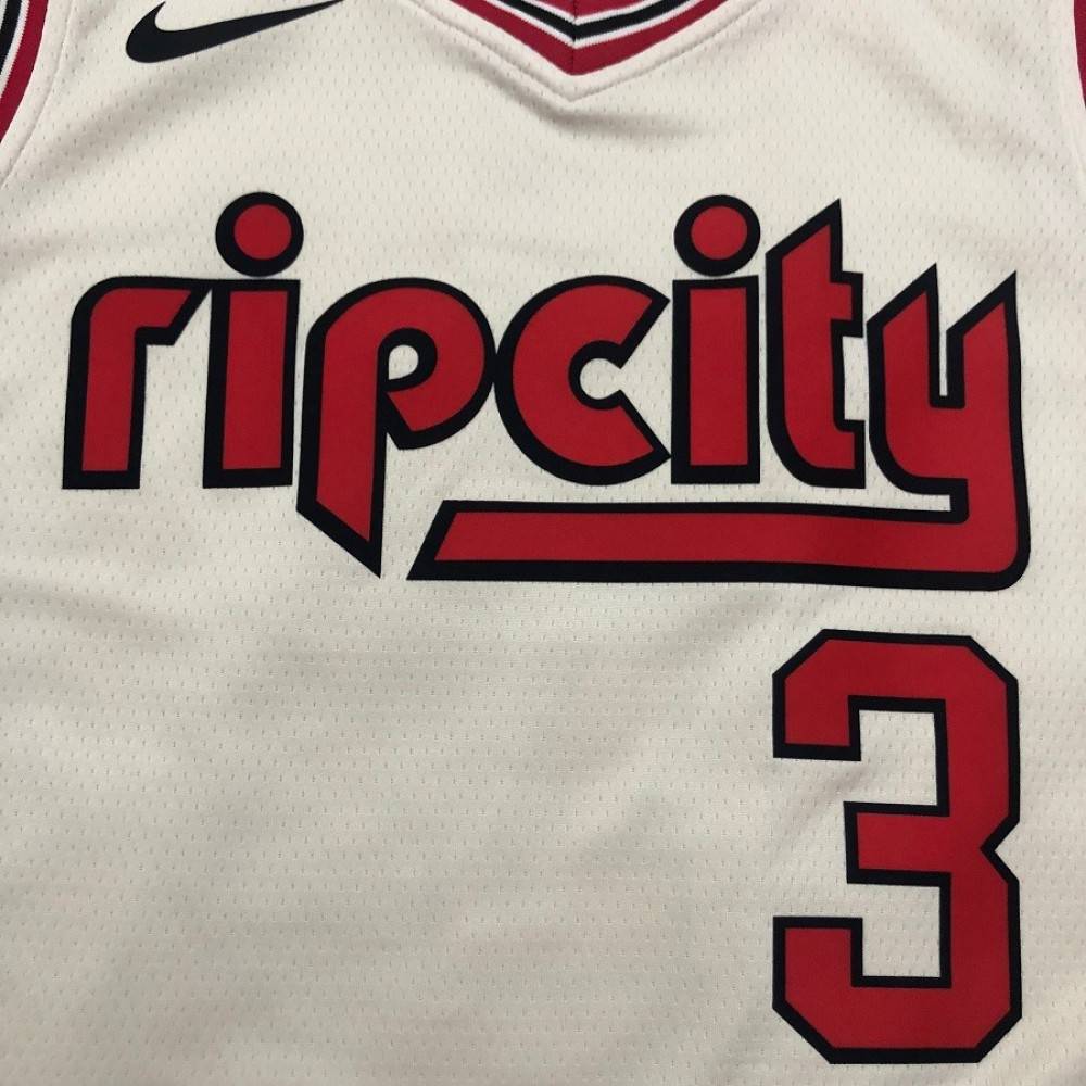 Men's Portland Trail Blazers C.J McCollum Cream 2019/20 Finished Swingman Jersey City Edition - view 5