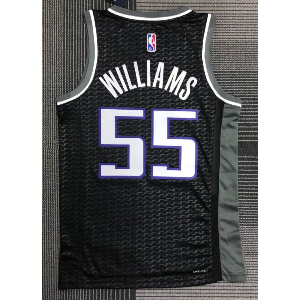 Men's Sacramento Kings Jason Williams #55 Jordan Black 2021/22 Swingman NBA Jersey City Edition - view 2