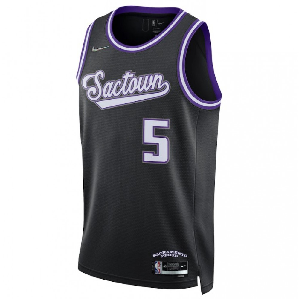 Men's Sacramento Kings De'Aaron Fox #5 Black 2021/22 Swingman NBA Jersey City Edition - view 2