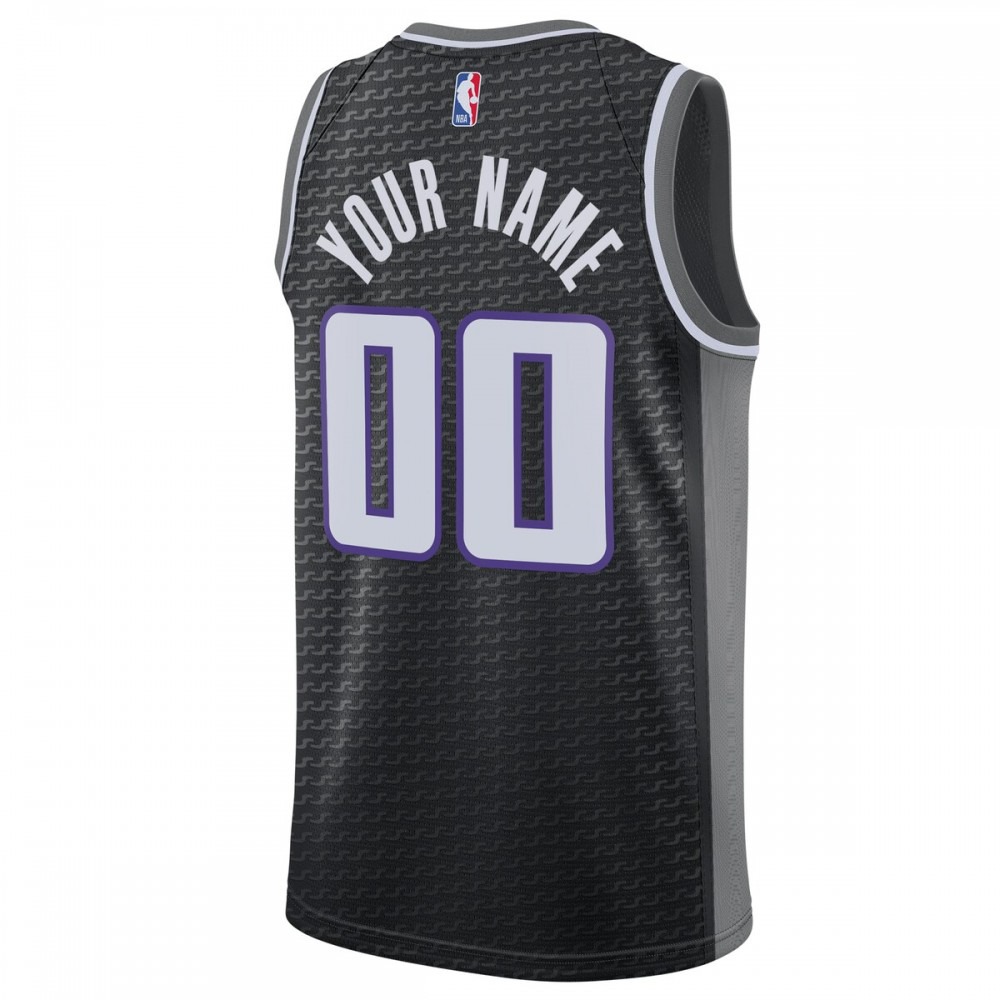 Sacramento Kings Unisex 2022/23 Swingman Custom Jersey Statement Edition Black - view 3