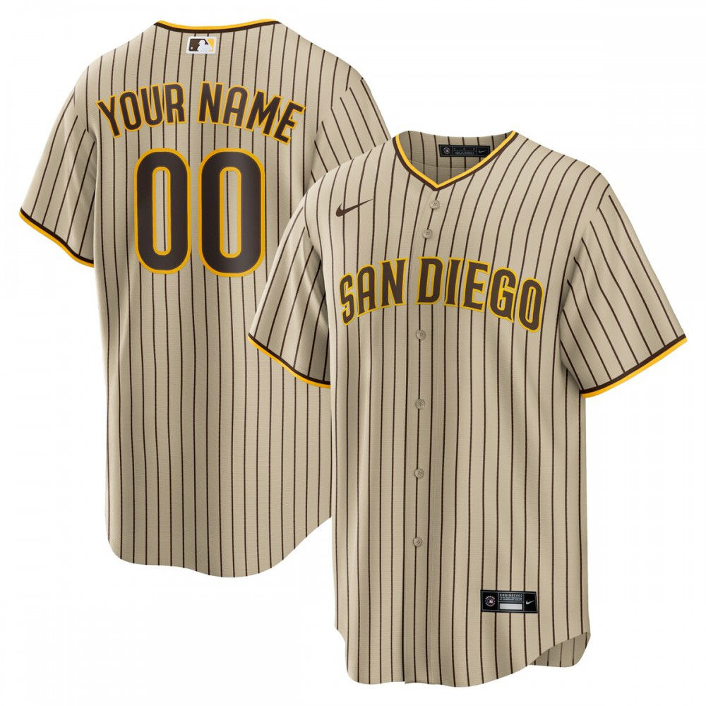 San Diego Padres Road Custom Replica Jersey Brown