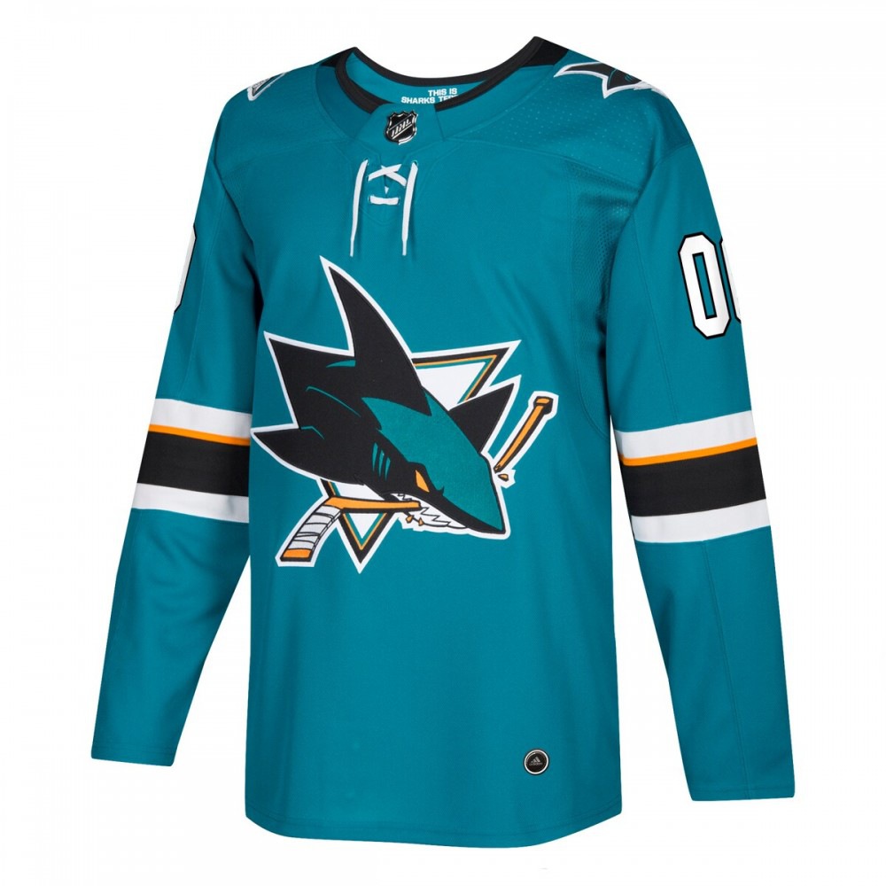 San Jose Sharks Athletic Fit Custom Jersey Teal - view 2