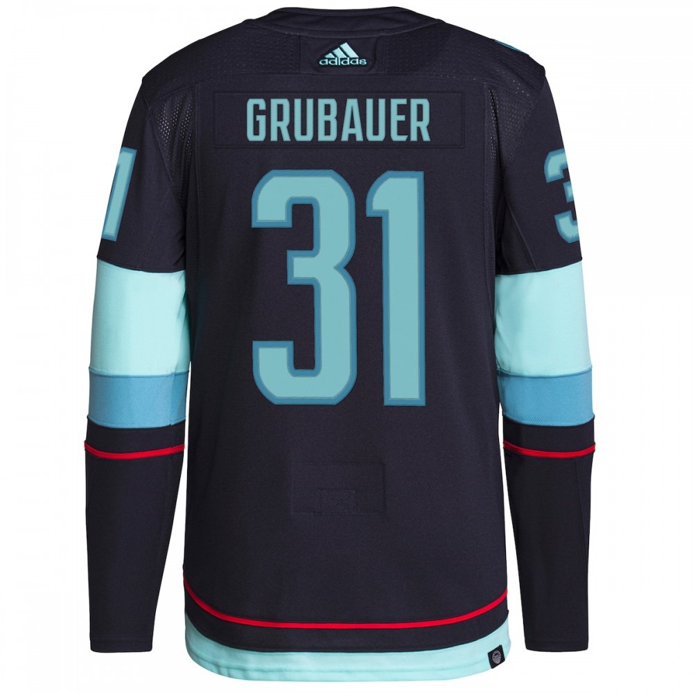 Philipp Grubauer Seattle Kraken Home Athletic Fit Primegreen Player Jersey Navy - view 3