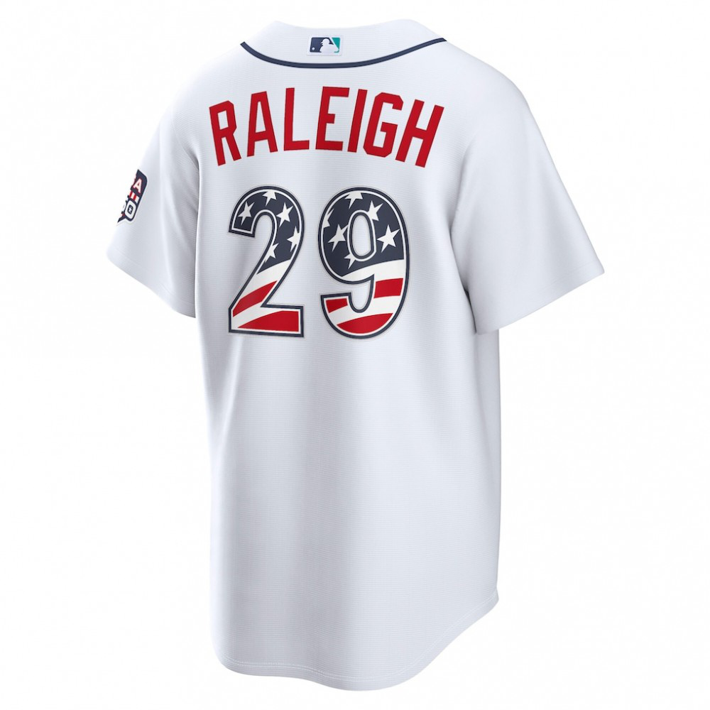 Cal Raleigh Seattle Mariners USA 250 Fourth of July Home Stadium Jersey White - view 3
